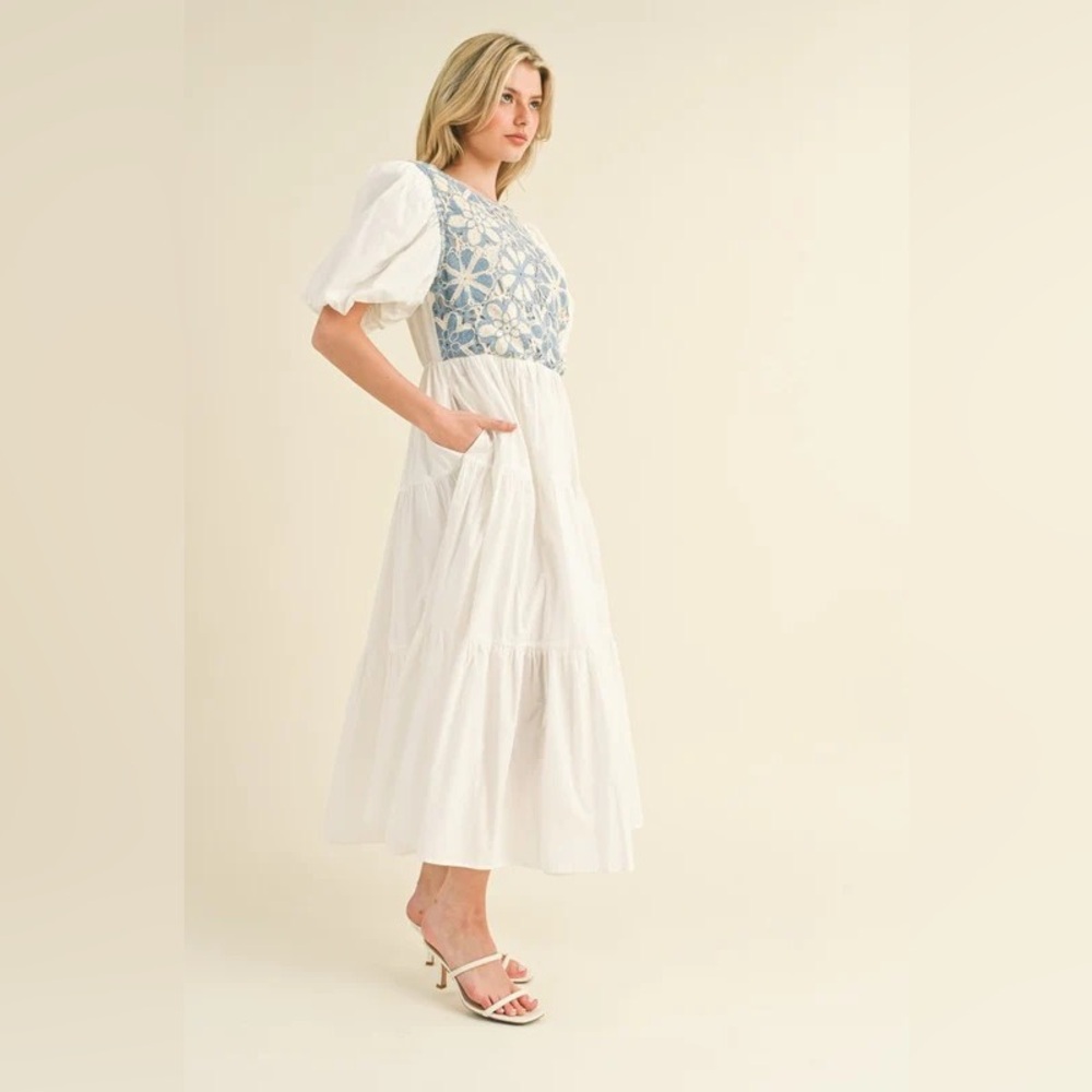 Crochet Tiered Midi Dress - Picture 6 of 6